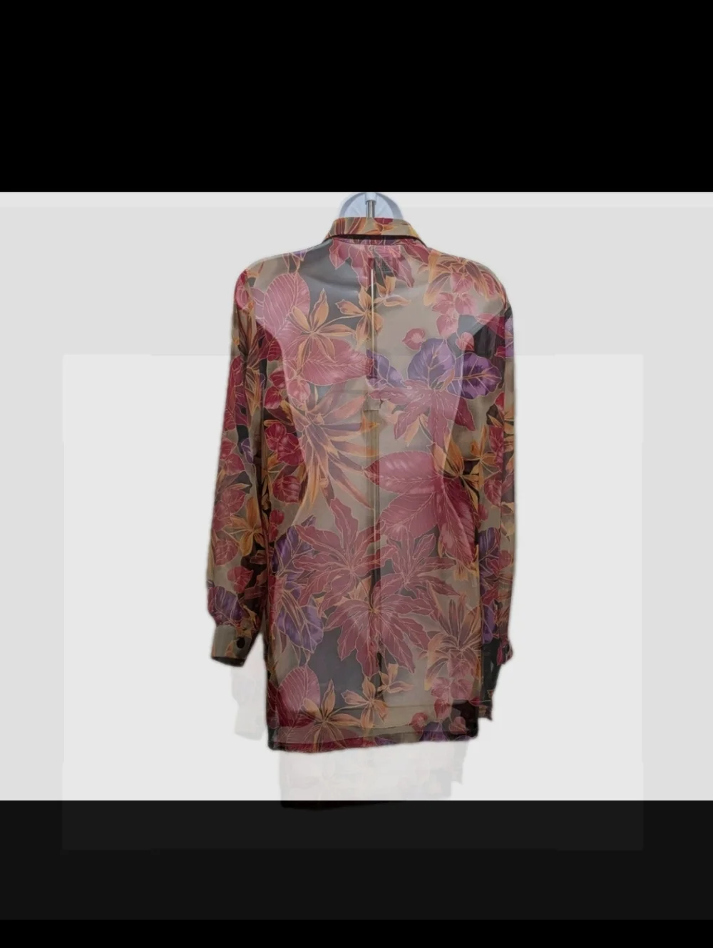 Avenue Sheer Floral Button Down Shirt 14/16 XL Whimsical Romantic #32 - Picture 4 of 7